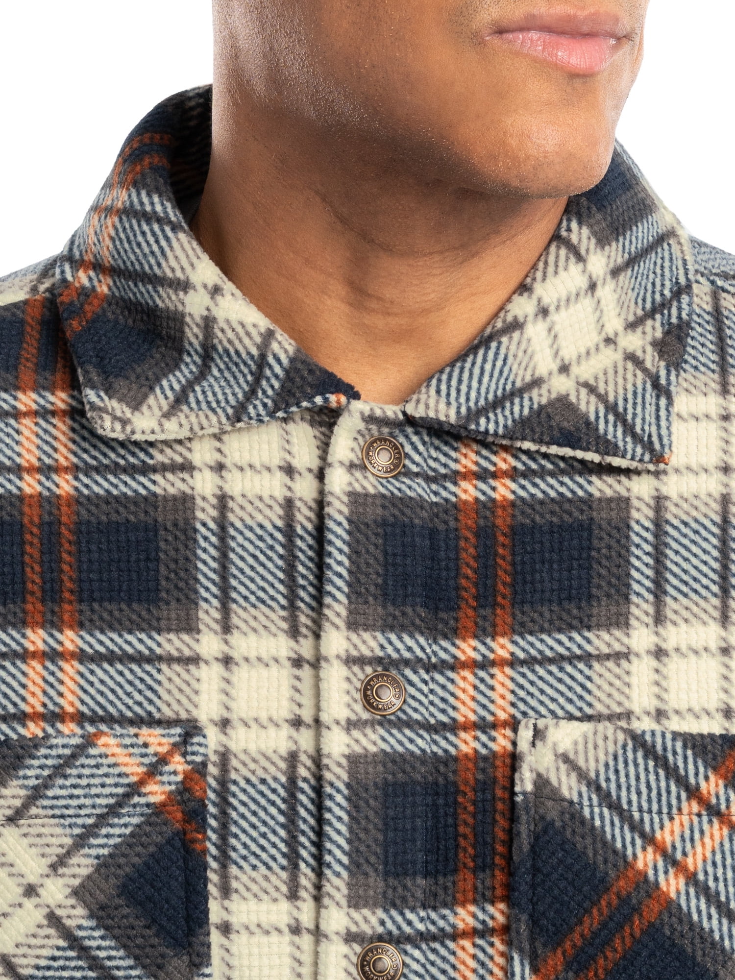 Wrangler Workwear Men's Button-up Bonded Flannel Texture Long Sleeve Overshirt, Size S-3XL