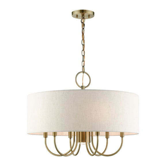 49806-01 Livex Lighting Blossom - 7 Light Pendant in New Traditional Style - 24 Inches wide by 18.75 Inches high-Antique Brass Finish    -Traditional