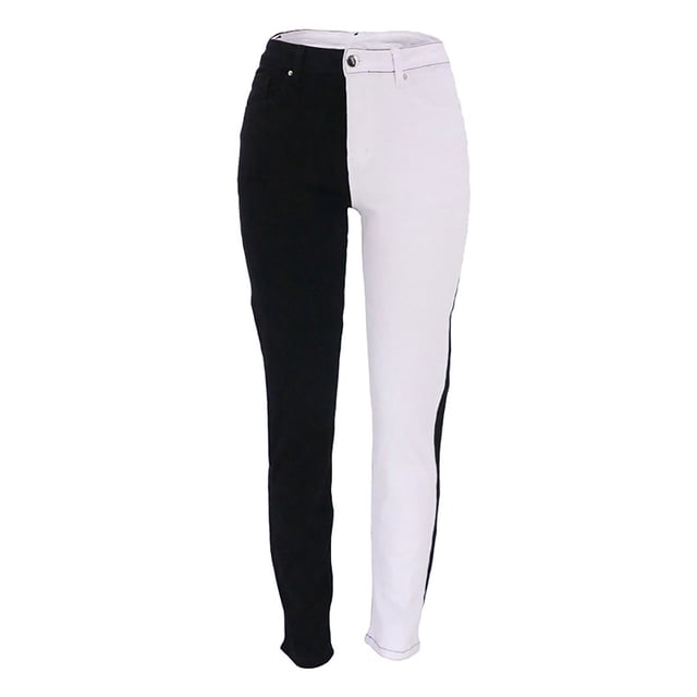 Pantalones casuales de cintura alta ajustados pantalones de pierna recta elásticos de 2 colores para ir de compras negro XXL