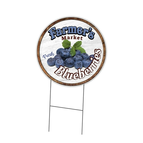SignMission C-16-CIR-DS-WS- Blueberries 16 in. Double Sided Corrugated Circular Plastic Sign - Farmers Market Blueberries