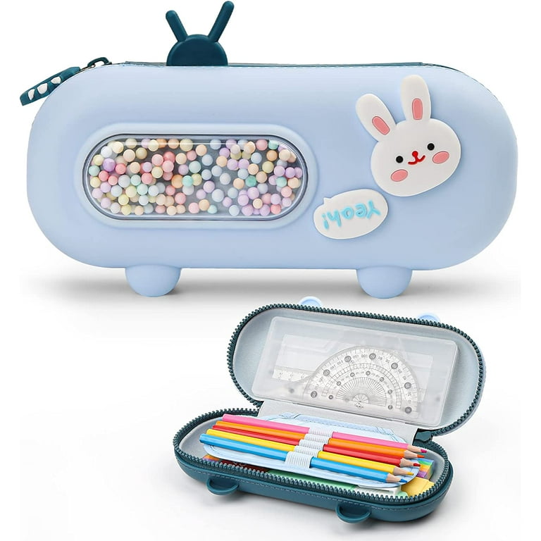 Cute Pencil Case Kawaii Pencil Box For Kids Silicone Cartoon Pink