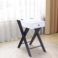 thumbnail image 6 of Wooden Frame Side Table with X Shaped Legs and 1 Drawer, White and Black - Saltoro Sherpi, 6 of 6