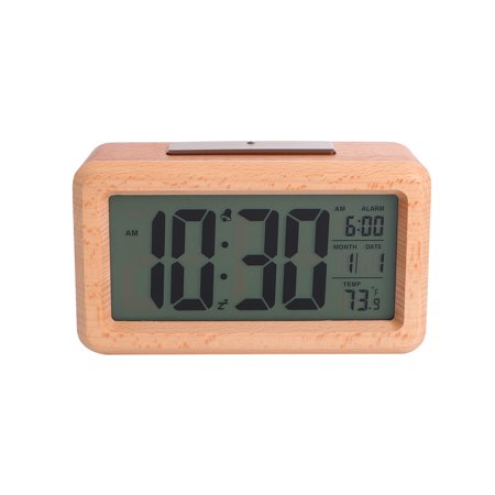 ROSENICE 2Pcs Shelf Clock Wooden Digital Alarm Clocks Rectangular Material