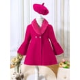 thumbnail image 2 of iEFiEL Baby Girls Warm Woolen Blend Coat Toddlers Furry Collar Long Sleeve Windproof Jacket Outerwear with Hat Hot Pink 3-4, 2 of 7
