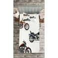 thumbnail image 4 of Motorcycle Bedspread, Illustration of 3 Motorcycles Freedom Transport Risky Extreme Sports Theme, Decorative Quilted 2 Piece Coverlet Set with Pillow Sham, Twin Size, Orange Black, by Ambesonne, 4 of 4