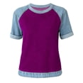 thumbnail image 2 of yillto Womens Summer Tops Color Block Short Sleeve Shirts Spring Fashion Clothes Trendy Loose Blouses Outfits, 2 of 4