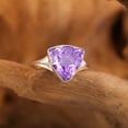 thumbnail image 2 of Amethyst Ring, Trillion Cut Gemstone Ring, 925 Sterling SilverRing, Chunky Ring, Solitaire Ring, Vintage Ring, Handmade jewelry., 2 of 5