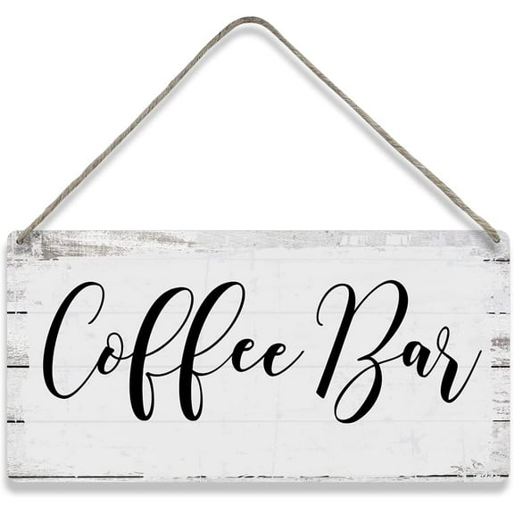 Coffee Bar Quote Sayings Home Wall Decor Wooden Signs Rustic Farmhouse Hanging Wall Plaque Sign Kitchen Gift 10x5 Inch