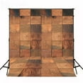 thumbnail image 2 of GreenDecor 5x7ft Brown Wooden Brick Lump Wall Floor Backdrop Photography Background Studio Family Party, 2 of 4