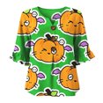 thumbnail image 4 of MVRLSH Shirts Tops for Women Half Button Down V Neck Three Quarter Sleeve Loose Fit Summer Cotton Casual Blouse Green - XXXL, 4 of 5