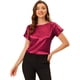 thumbnail image 1 of INSPIRE CHIC Blusa Elegante De Satén Para Mujer, Manga Corta, Cuello Barco, Estilo Vintage borgo?a S, 1 of 5