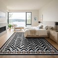 thumbnail image 3 of ODIKA 9'x12' Washable Area Rug Boho Border Farmhouse Minimalist Striped Diagonal Herringbone Flowing Dynamic for Dining Room, Basement, Large Office, Non-Slip Chair-Friendly, 3 of 7