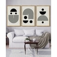 thumbnail image 5 of SHENIFY Black Abstract Wall Art 16x24in3pcs Natural Framed Decor Solid & Spiral Semi-Circles Geometric Shapes Drawings Modern Art Decorative Ready To Hang, 5 of 5