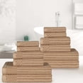 thumbnail image 2 of Cotton Highly Absorbent 12-Piece Solid and Checkered Border Towel Set, Coffee, by Superior, 2 of 7