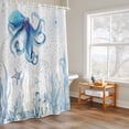 thumbnail image 6 of Retro Oceans Shower Curtains for Bathroom, Watercolor Light Blue Octopus Starfish Seaweed Washable Fabric Shower Curtain with Hooks Waterproof Bathroom Decor Sets, 72 x 72 Inches, 6 of 9