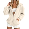 thumbnail image 4 of Ahdbta Womens Zip Up Hoodies Y2K Casual Long Sleeve Hooded Sweatshirts Fall Winter Comfy Track Jackets with Pockets, 4 of 6