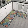 thumbnail image 2 of Multicolor Ethnic Geometric Patchwork Pattern Kitchen Rugs Sets Of 2,Anti Fatigue Kitchen Mat Rugs Non Slip Washable,Decorative Kitchen Floor Mats for Kitchen,Sink,Laundry,17"X30"+17"X47", 2 of 7
