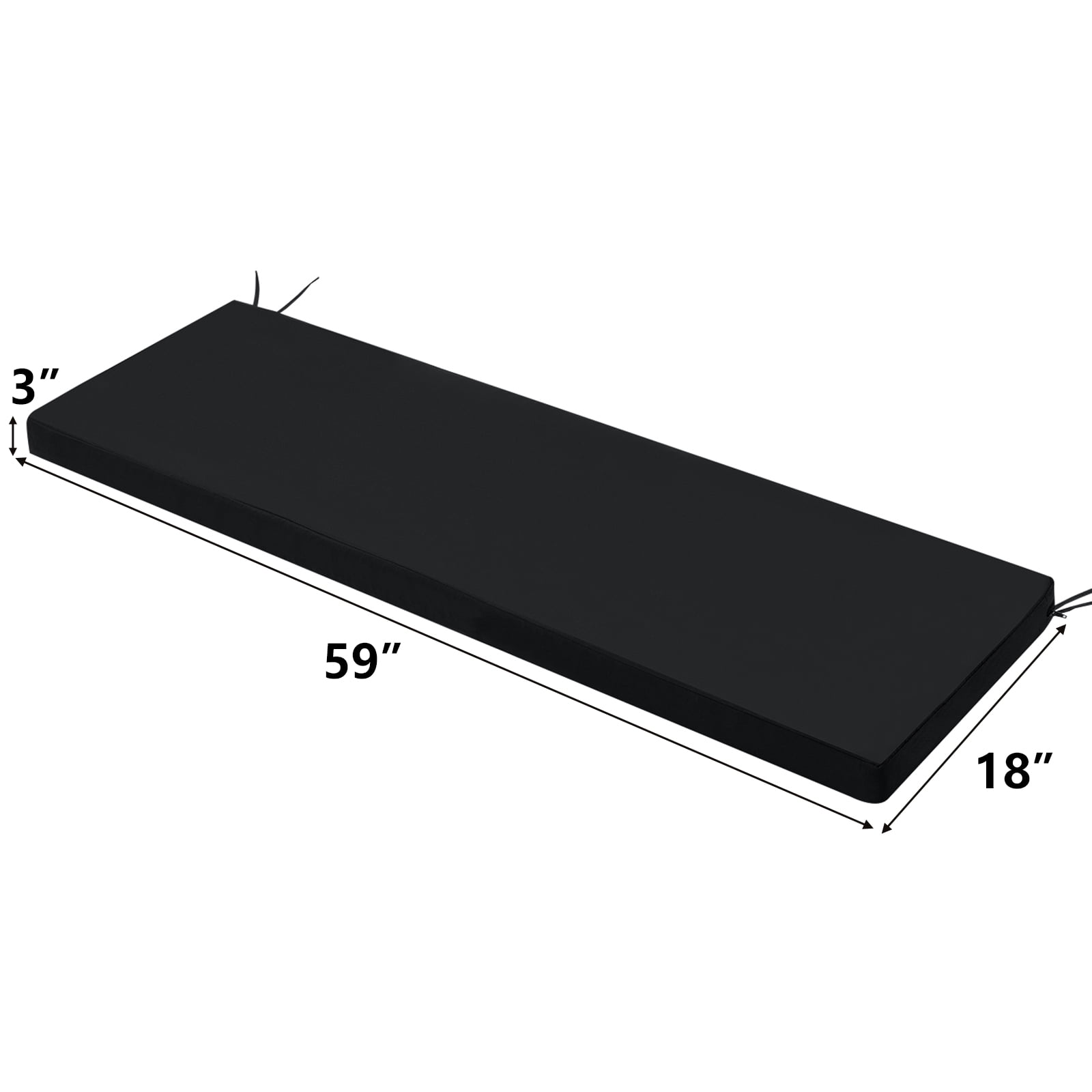 Yeerswag 59 x 18 x 3 inch Outdoor Bench Cushion, Garden Furniture Loveseat Cushion, Black