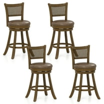 Gymax Set of 4 Bar Stools 25'' Swivel Bar Chairs w/ PE Rattan Backrest Counter Height