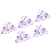 Uxcell Multifunctional Document Clip,5Pack Triangular Clip for Book Page Corner,Clear Purple