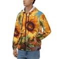 thumbnail image 3 of Vsdgher Sunflower Blue Sky Mens Hoodies Zip Hoodie, Hoodies for Men, Zip-up Hooded Sweatshirt-3X-Large, 3 of 5