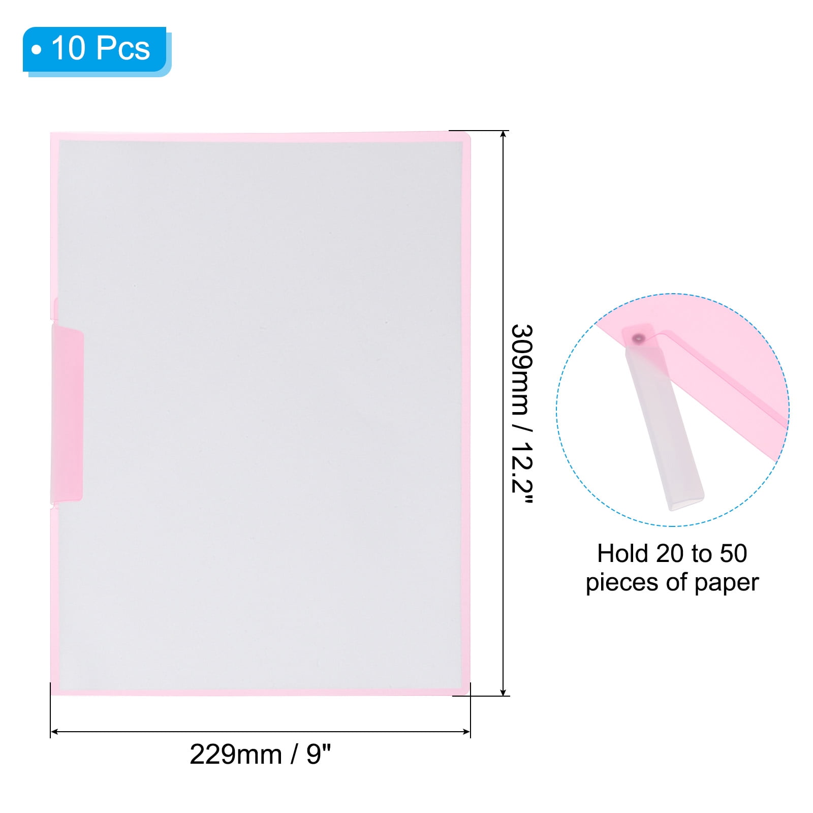 Uxcell Plastic Folders with Mid-Side Swing Clip, 5 Pcs Report Folder for A4 Paper, White