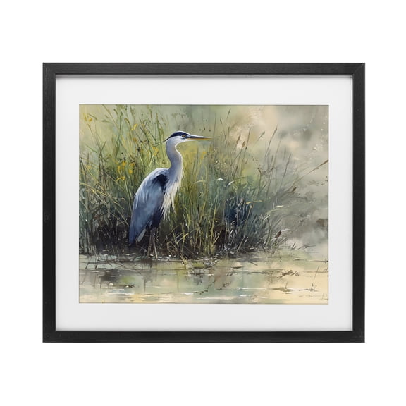 Stupell Industries Rustic Lodge Heron In The Grass Black Framed Print Under Glass, 16 x 13, by Franklyn Gregory