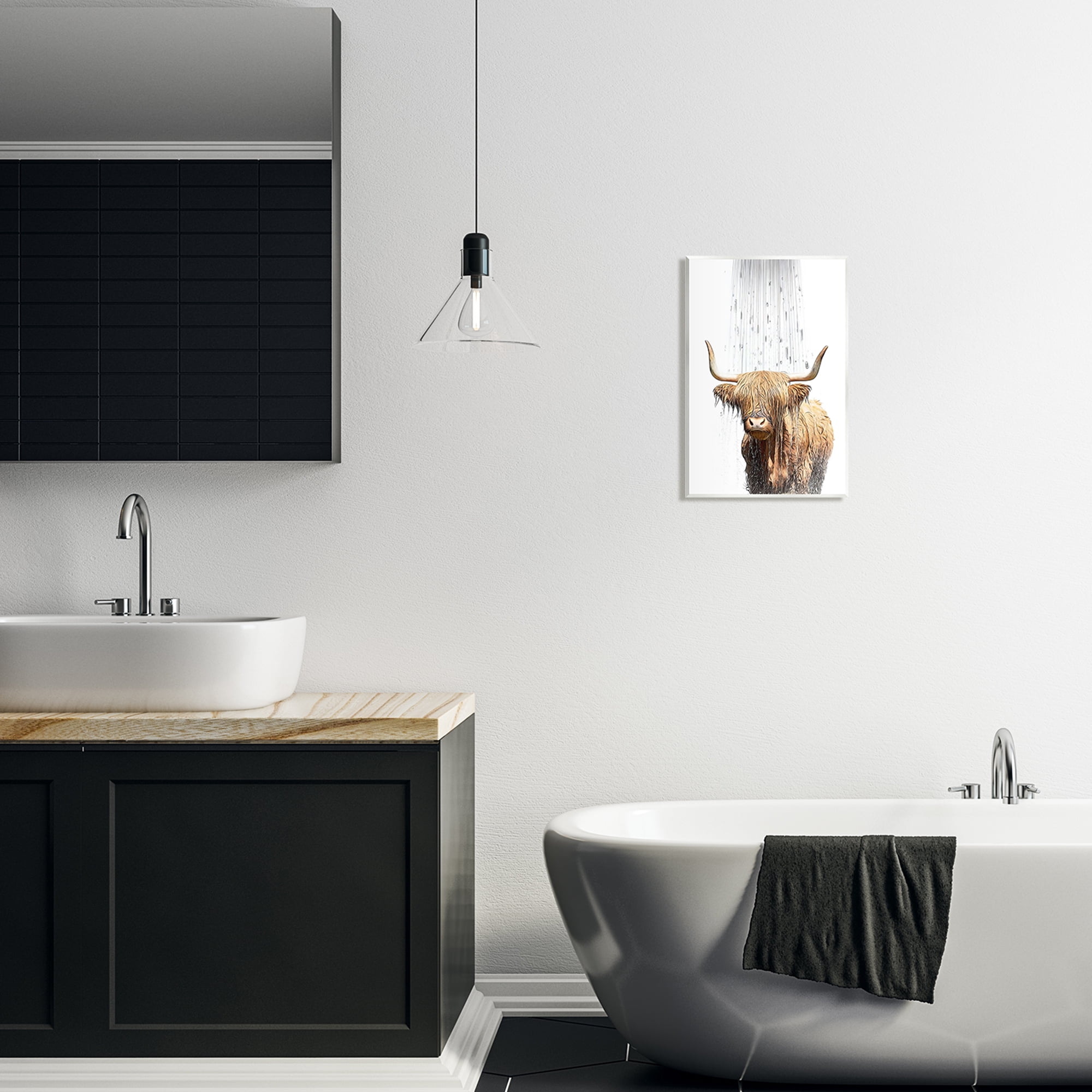 Stupell Industries Highland Cow Bathroom Splash Animals & Insects Painting Unframed Art Print Wall Art, 10 x 15