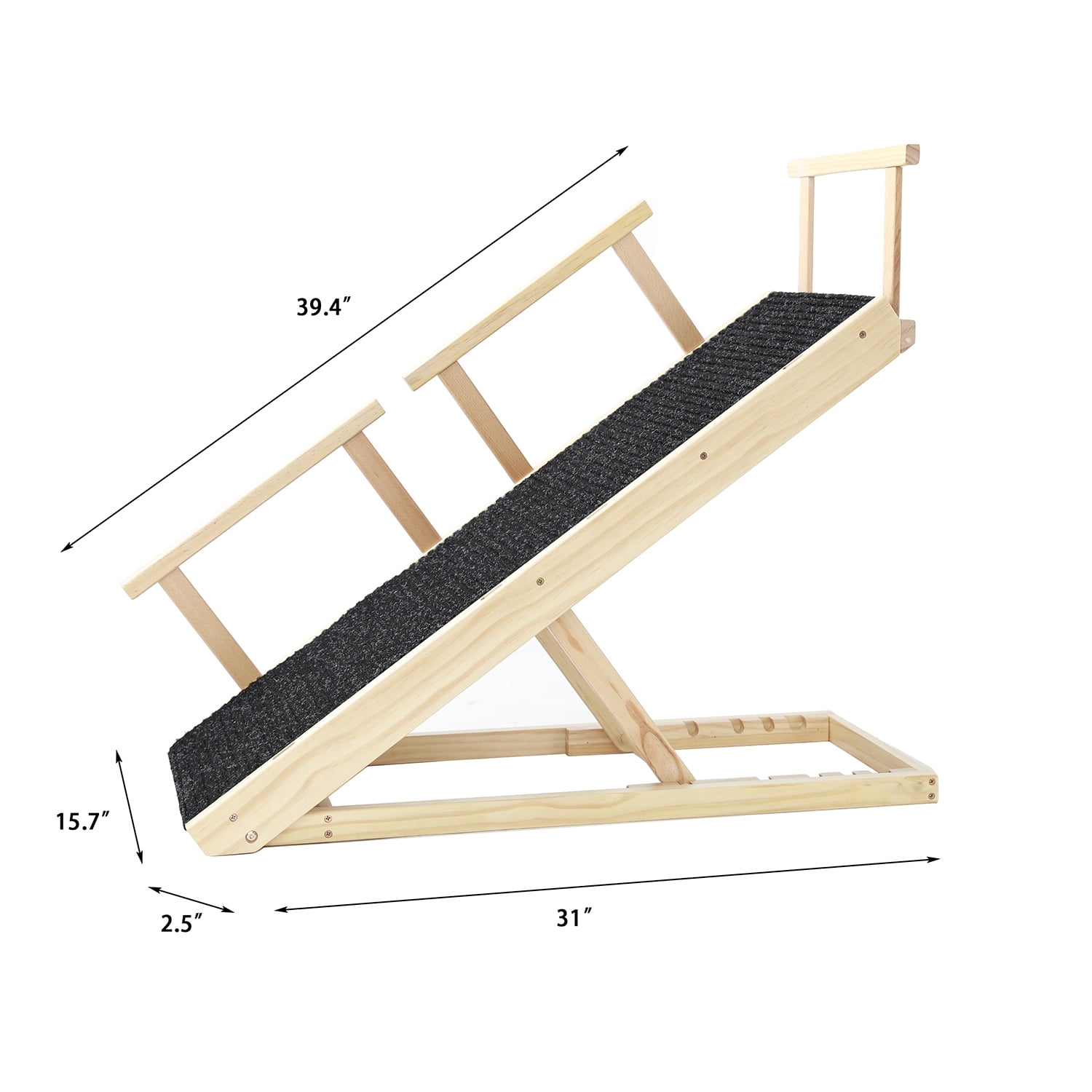 Kadyn 24" Tall Wood Pet Ramp, Folding Portable Dog Cat Ramp with Safety Side Rails 4 Levels Height Adjustable from 9.3" to 24" Dog Stairs for Car, SUV, Bed, Black Kadyn 24" Tall Wood Pet Ramp, Folding Portable Dog Cat Ramp with Safety Side Rails 4 Levels Height Adjustable from 9.3" to 24" Dog Stairs for Car, SUV, Bed, Black