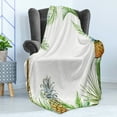 thumbnail image 4 of Pineapple Soft Flannel Fleece Blanket, Watercolor Tropical Island Style Border Print Exotic Fruit Palm Trees and Leaves, Cozy Plush for Indoor and Outdoor Use, 70" x 90", Multicolor, by Ambesonne, 4 of 5