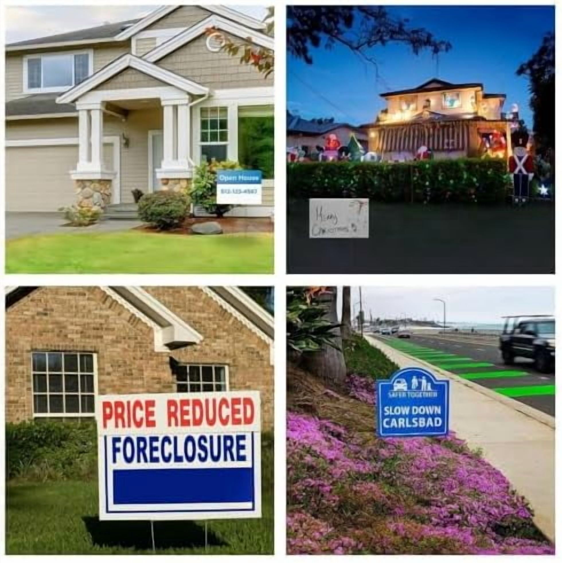 Bocianelli 10 Pack 18 x 12 Inches White Corrugated Plastic Yard Sign with Metal Stakes for Birthday, Real Estate Garage Sale Signs, Rent, Guidepost Decorations