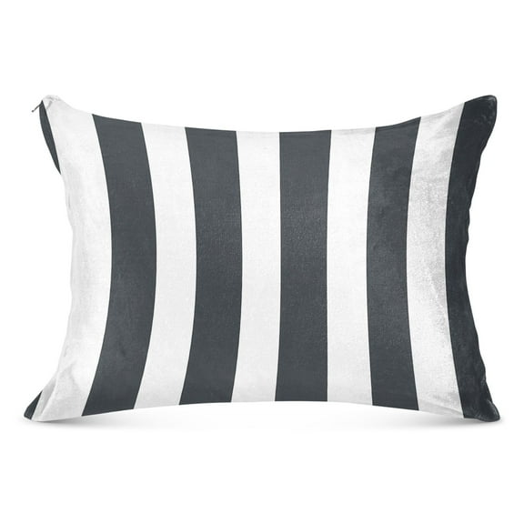 Plush Pillow Cases Standard Size Ultra Soft Warm Pillowcases with Zipper Dark Gray and White Striped 20"x26"
