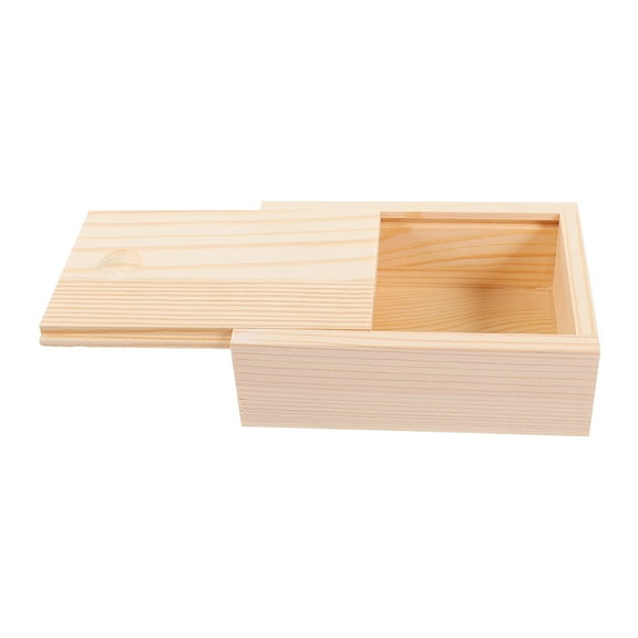 HEMOTON Wooden Box with Sliding Lid for Home Use Khaki Small Jewelry Organizer Case Lightweight Portable Storage .8 x 5.5 x 3.1 inches