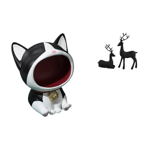 Elegante juego de figuras de resina de gato y ciervo para sala de estar, dormitorio, mesa, centro de mesa, adorno de escritorio, escultura decorativa
