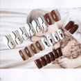 thumbnail image 2 of 24 uñas postizas con purpurina, uñas postizas de longitud media, uñas postizas de café, uñas acrílicas cuadradas para mujeres y niñas, 2 of 5