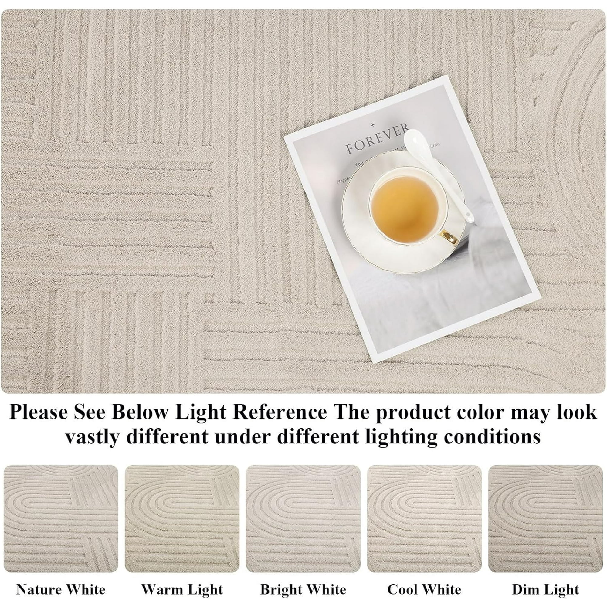 Vaukki 3'x5' Area Rugs for Living Room, Non Slip Washable Area Rug, Modern Indoor Floor Carpet for Bedroom, Beige