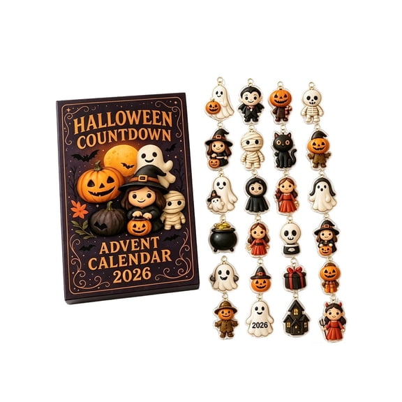 2026 Halloween Advent Calendar, 24 Days Countdown with Figurine Pendants, Spooky Hanging Ornament Gift Set for Halloween Party Home Holiday Decor