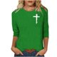 thumbnail image 1 of Mujeres Tres Cuartos de Manga Tops Moda Impresa Suelta Casual Cuello Redondo Suéter Blusa con Mangas 3/4, Mezcla de Poliéster para el Uso Diario de Verano, 1 of 5