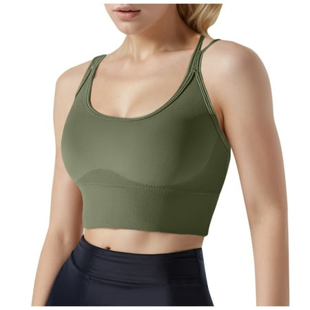 BYHONG Women s Sports Bra Without Underwire Padded Bustier Strapless Bra Seamless Push Up Yoga Fitness Sports Bras for Women High Support Light Gray S