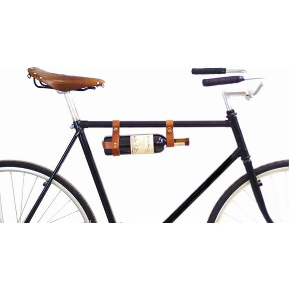 The Bicycle Wine Rack - Bike Bottle Holder and Carrier for Picnics - Handmade Leather Accessory