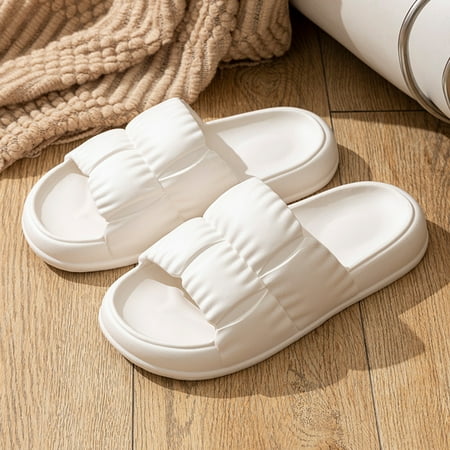 

Hesroicy Unisex Pleated Slippers with Thick Platform and Soft Bouncy Soles - Perfect for Comfortable Daily Wear with Anti-Skid Design