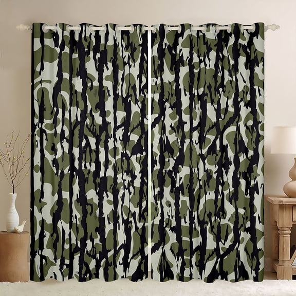 Castle Fairy Camouflage Black Out Curtains,Geometric Curtains Pack of 2 (42x63 Each)