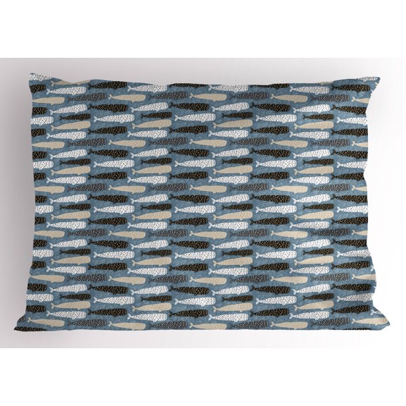 Ambesonne Whale Pillow Sham, Abstract Art Silhouettes, 36" X 20", Multicolor