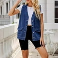 thumbnail image 2 of Denim Tops for Women Women's Fashion Spring Summer Sleeveless Hatless Jean Jacket/Jacket Womens Oversized Jean Denim Jacket S-39 Blue M, 2 of 5