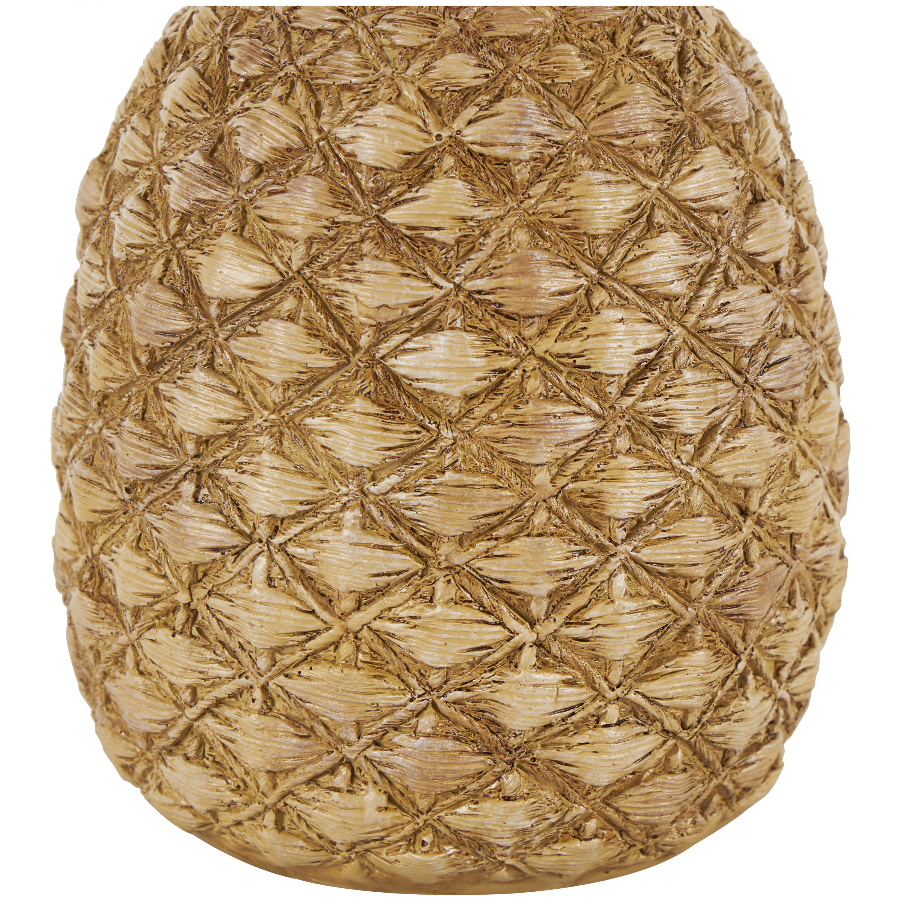 6" x 13" Gold Resin Textured Pineapple Fruit Sculpture with Carved Gold Top, by DecMode