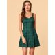 thumbnail image 2 of Vestido sin mangas delantero con cremallera y tirantes a cuadros a cuadros para mujer Verde M, 2 of 6