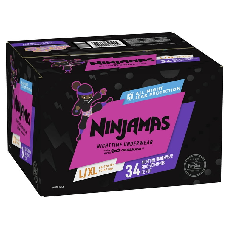 Pampers Ninjamas Nighttime Pants Toddler Girls Size L/XL, 34 Count