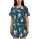 thumbnail image 1 of Fotbe Garden Gnomes In Flower Conjunto de Pijama Estampado para Mujer, 2 Piezas, Ropa de Dormir con Camiseta de Manga Corta y Shorts Suaves-3X-Large, 1 of 6
