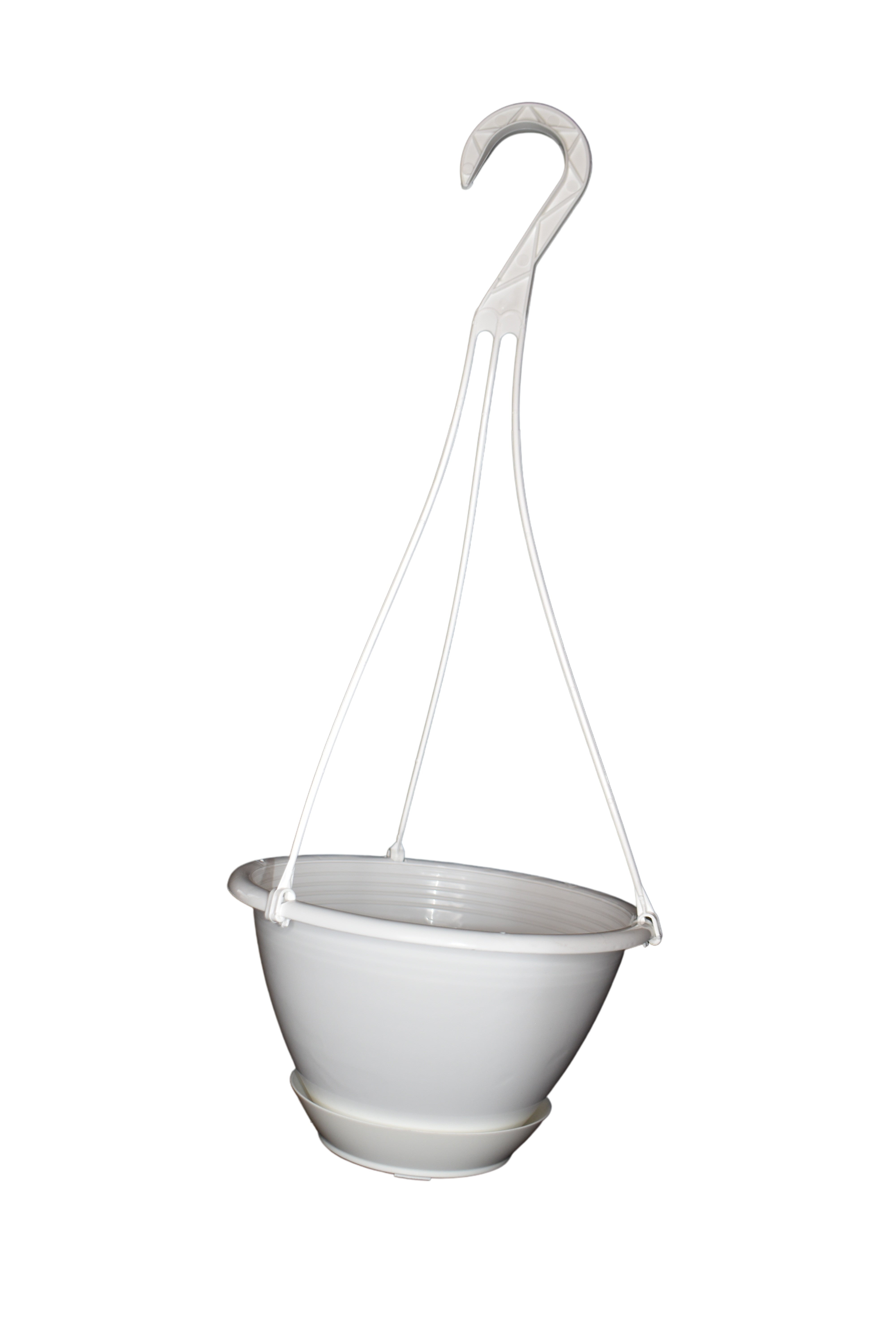 KOBA 8" White Hanging Basket with Saucer, Qty. 5
