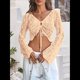 thumbnail image 5 of Suéter de Punto Estilo Bohemio con Hombros Descubiertos y Mangas Acampanadas para Mujer, Color Albaricoque, Talla L, 5 of 8